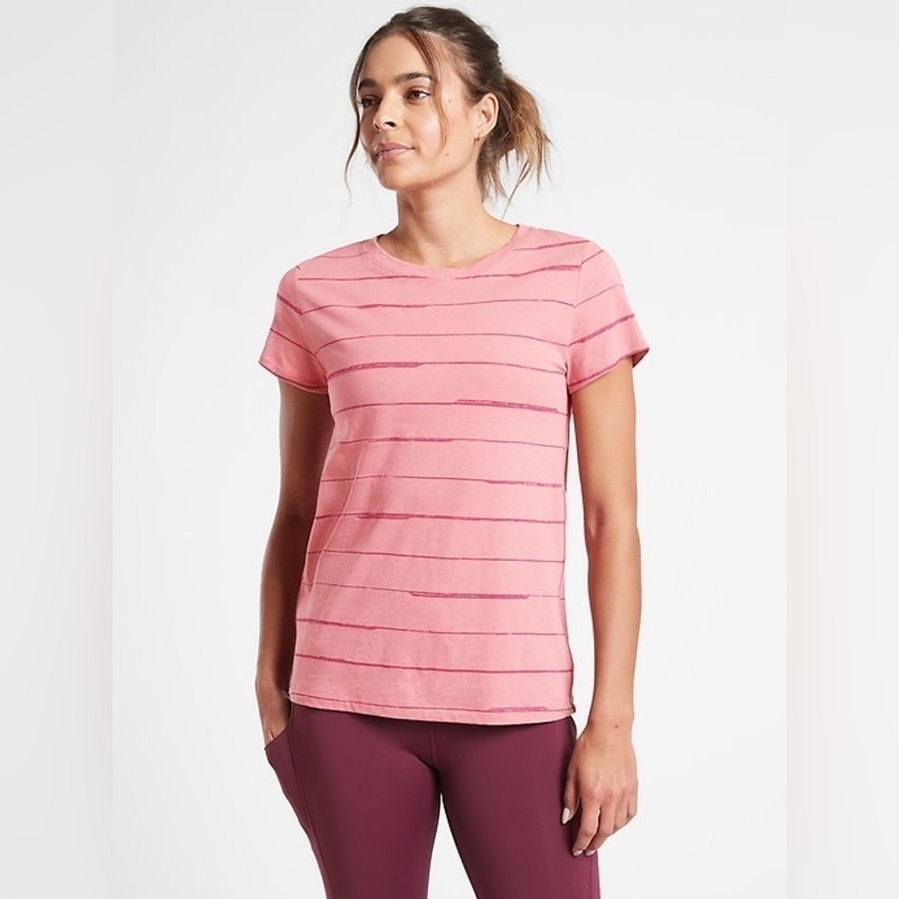 Athleta‎ Daily Stripe Tee Pink Small
